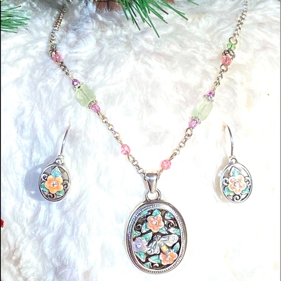 Brighton FLUTTER FANTASY Butterfly Flower BeeNecklace Bracelet Earrings RARE - Picture 6 of 17